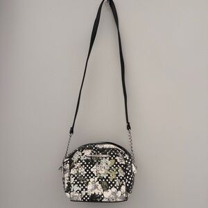 Floral Black and White Crossbody Bag